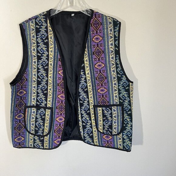 Vintage Southwestern Aztec Blanket Vest Womens Size XL Pockets - Picture 1 of 6